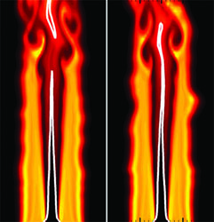 Bunsen Burner Flame Computed with the LES or Flamelet approach